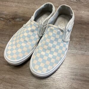 Vans Blue Classic Checkerboard Slip-On Shoes